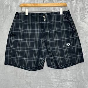 Pearl IZumi Shorts Womens Medium Black Gray Plaid Biking Bicycle Pockets AS IS